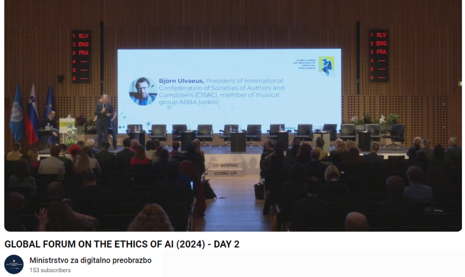 Björn Ulvaeus adresses UNESCO Global Forum on AI