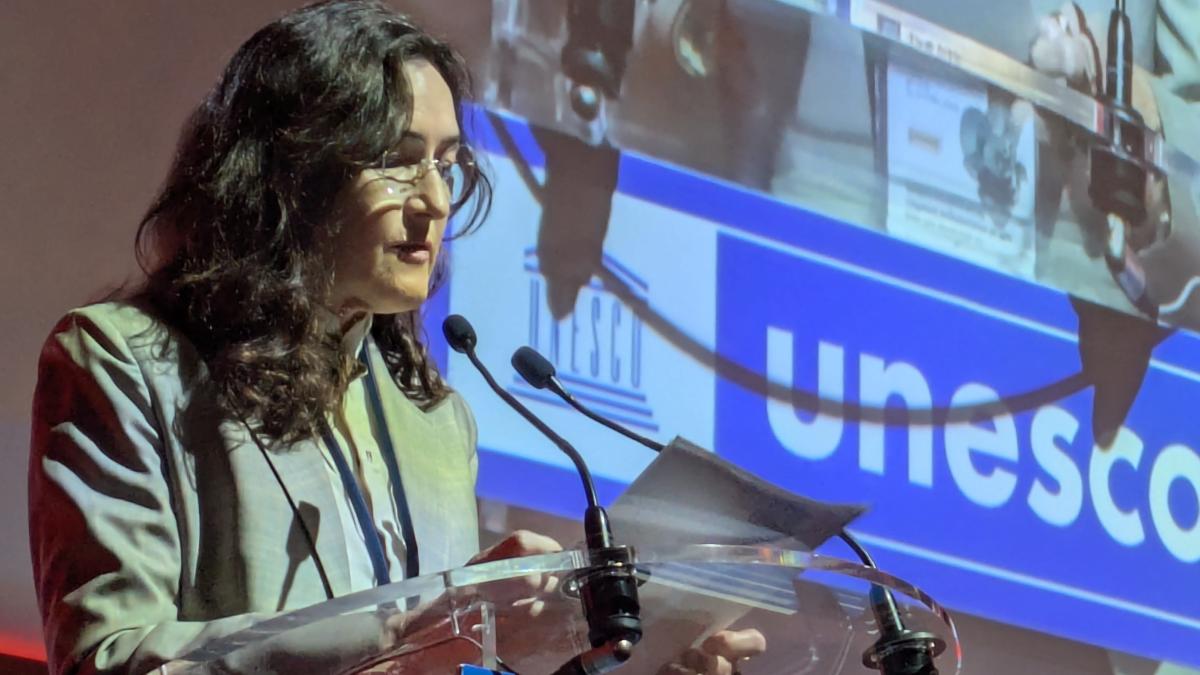 CISAC VP Angeles Gonzalez-Sinde speaking at UNESCO