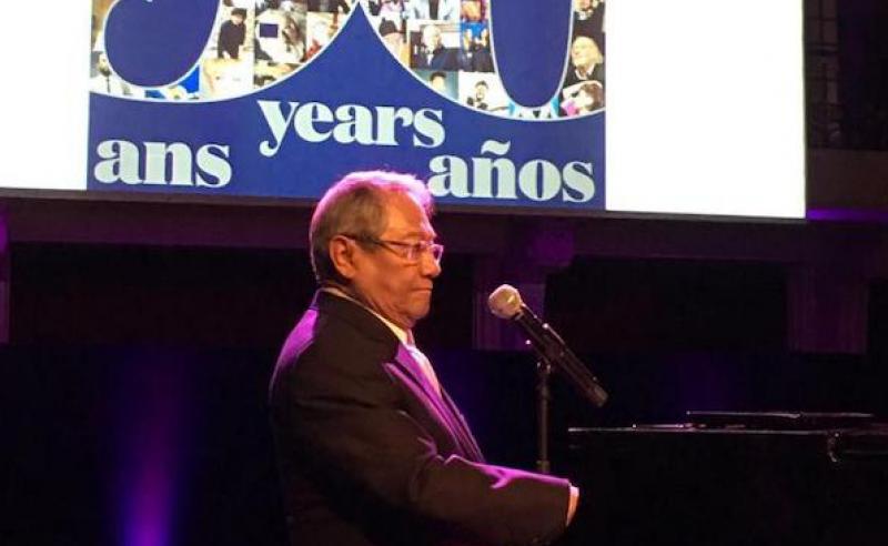 Armando Manzanero performs at the CISAC General Assembly in Paris.